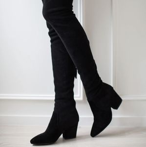 Good Night Macaroon Black Suede OTK Boots NWOT